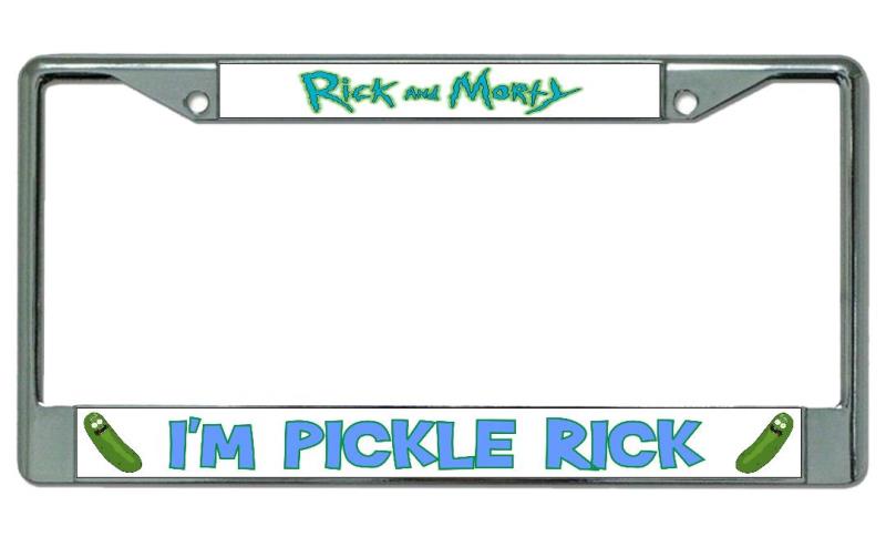 LPO4010 6 x 12 in. Iam Pickle Rick Chrome License Plate Frame