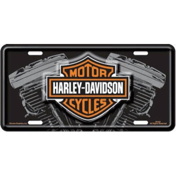 C1842 6 x 12 in. Harley-Davidson Logo with V-Twin License Plate