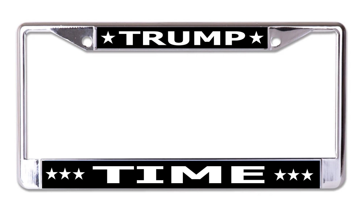 LPO8288 6 x 12 in. Trump Time Chrome License Plate Frame