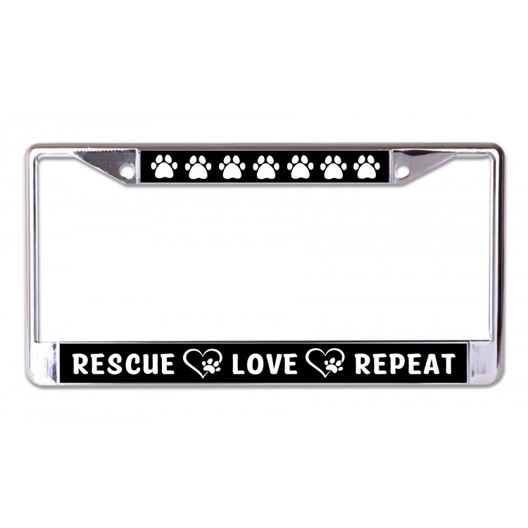 LPO8281 6 x 12 in. Rescue Love Repeat Chrome License Plate Frame