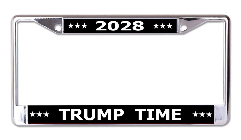 LPO8322 6 x 12 in. Trump Time 2028 Chrome License Plate Frame