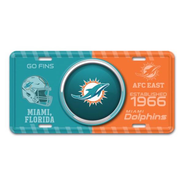 SLS43266 6 x 12 in. Miami Dolphins Metal License Plate
