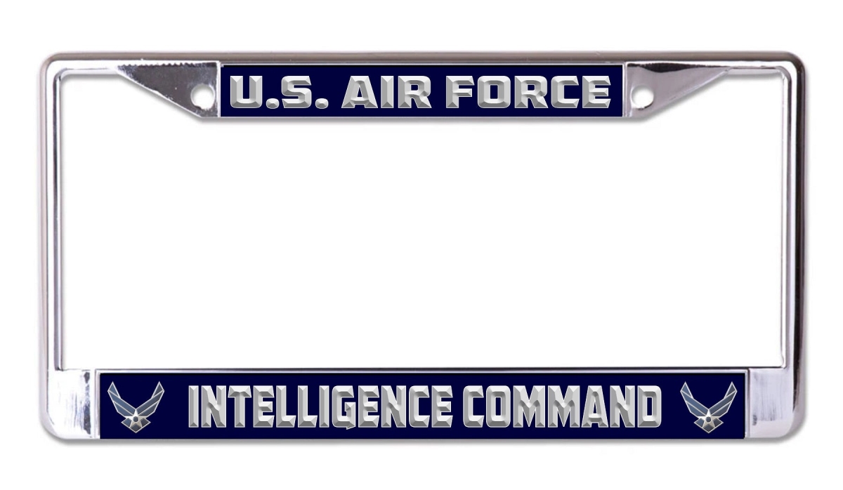 LPO8257 6 x 12 in. U.S. Air Force Intelligence Command Chrome License Plate Frame