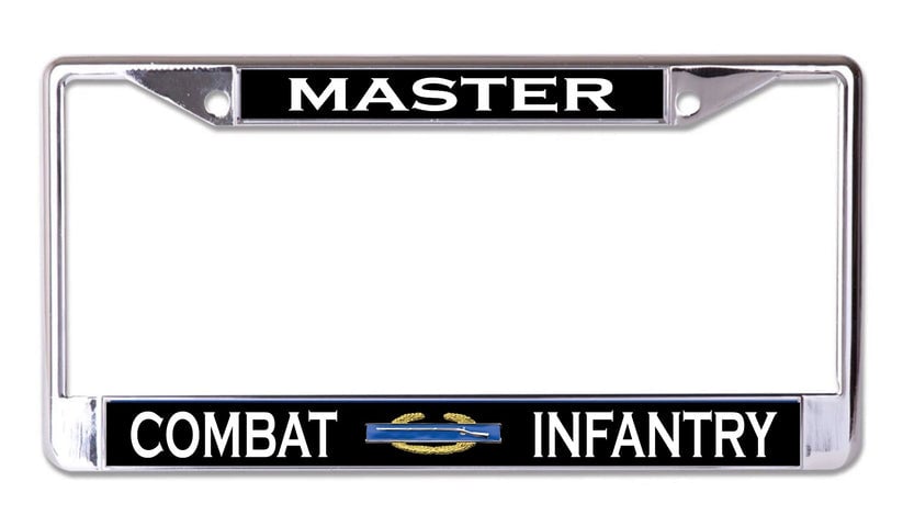 LPO8336 6 x 12 in. Master Combat Infantry Chrome License Plate Frame