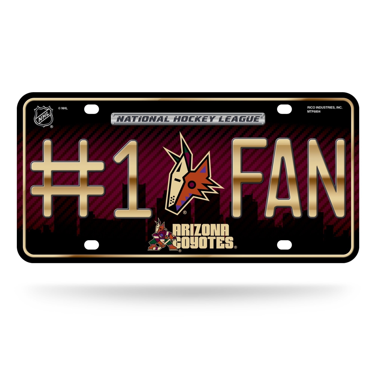 MTF6804 6 x 12 in. Arizona Coyotes No.1 Fan Metal License Plate
