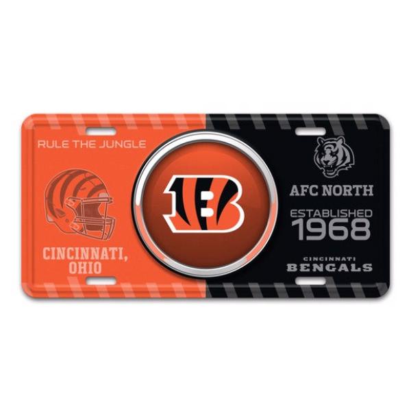 SLS43253 6 x 12 in. Cincinnati Bengals Metal License Plate
