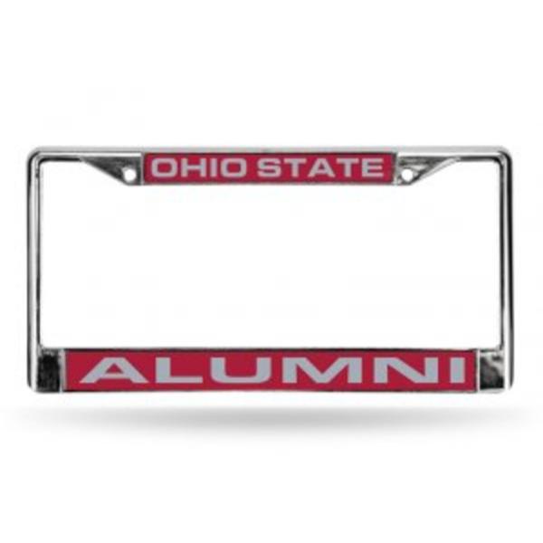 FCL300110 Ohio State Alumni Laser Chrome License Plate Frame, Free Screw Caps with this Frame