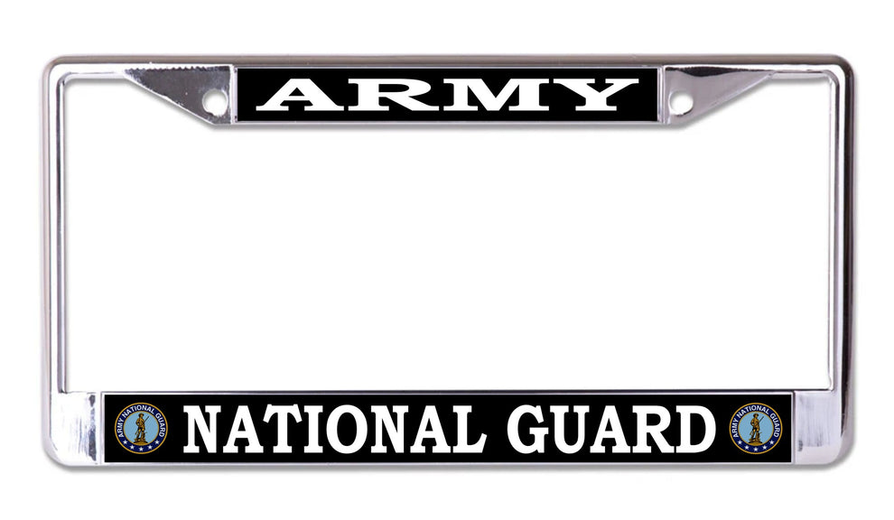 LPO8371 Army National Guard Chrome License Plate Frame