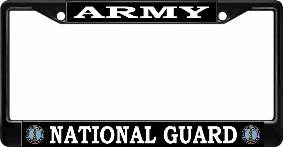 LPO8372 Army National Guard Black License Plate Frame
