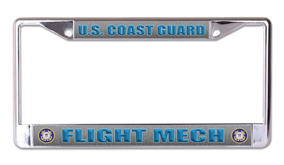 LPO8378 U. S. Coast Guard Flight Mech Chrome License Plate Frame