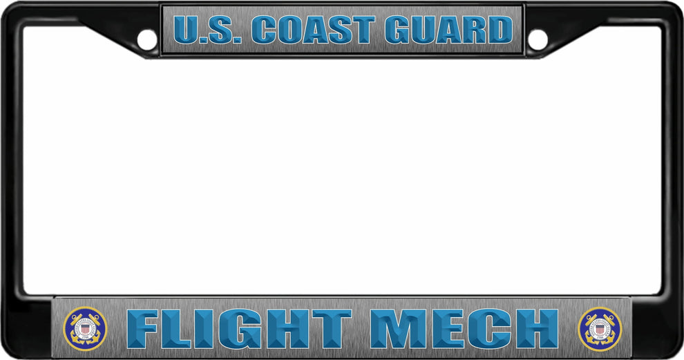 LPO8379 U. S. Coast Guard Flight Mech Black License Plate Frame