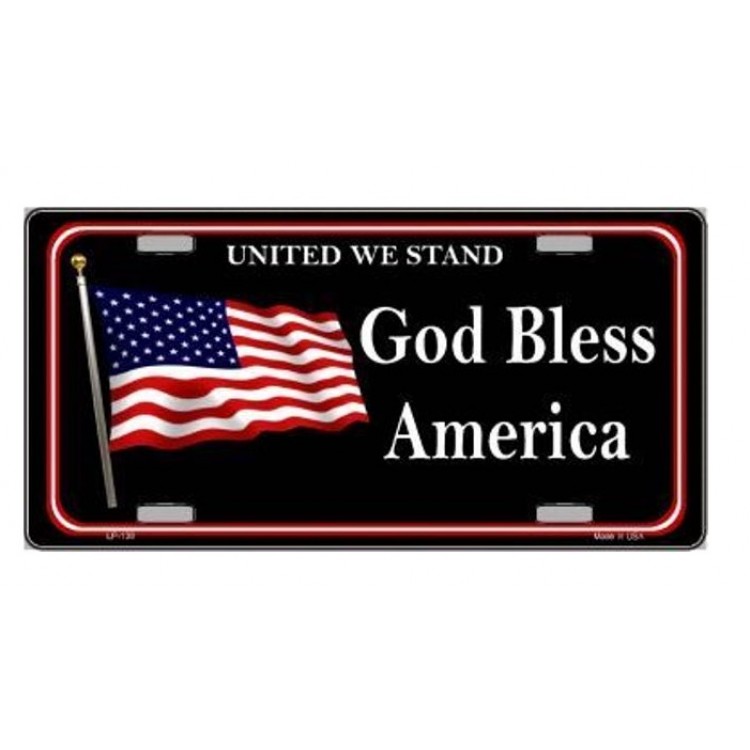 LP-138 6 x 12 in. God Bless America Metal License Plate