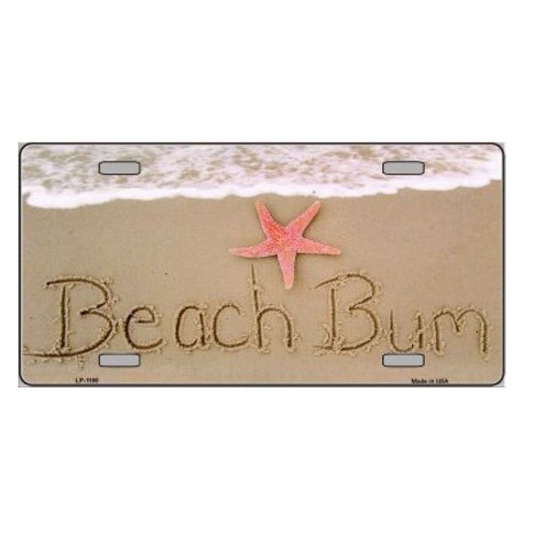 LP-1185 6 x 12 in. Beach Bum Metal License Plate