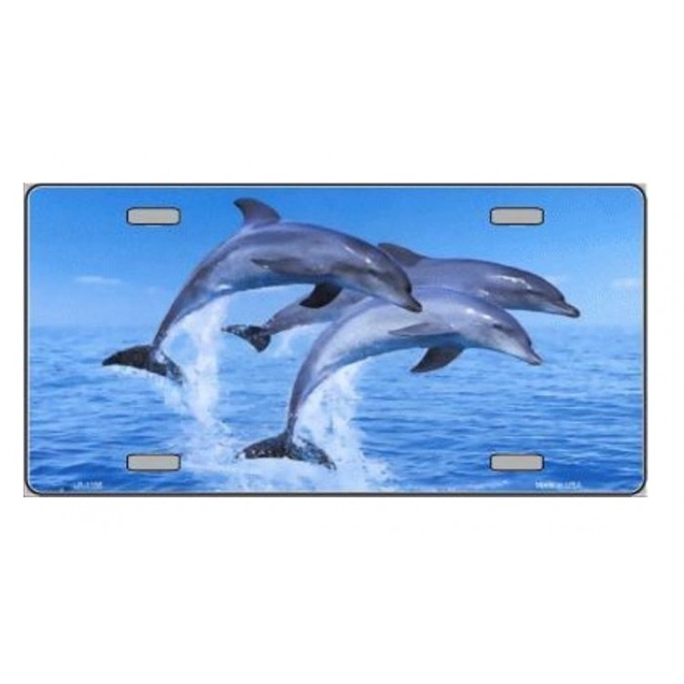 6 x 12 in. Dolphins Metal License Plate