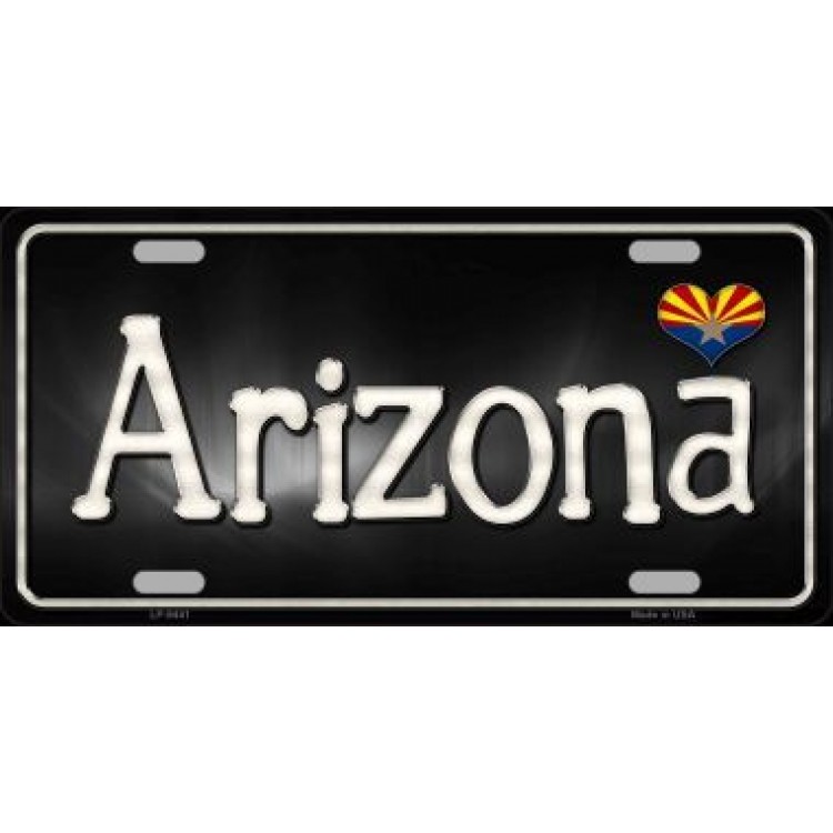 LP-9441 6 x 12 in. Arizona Flag Script Metal License Plate