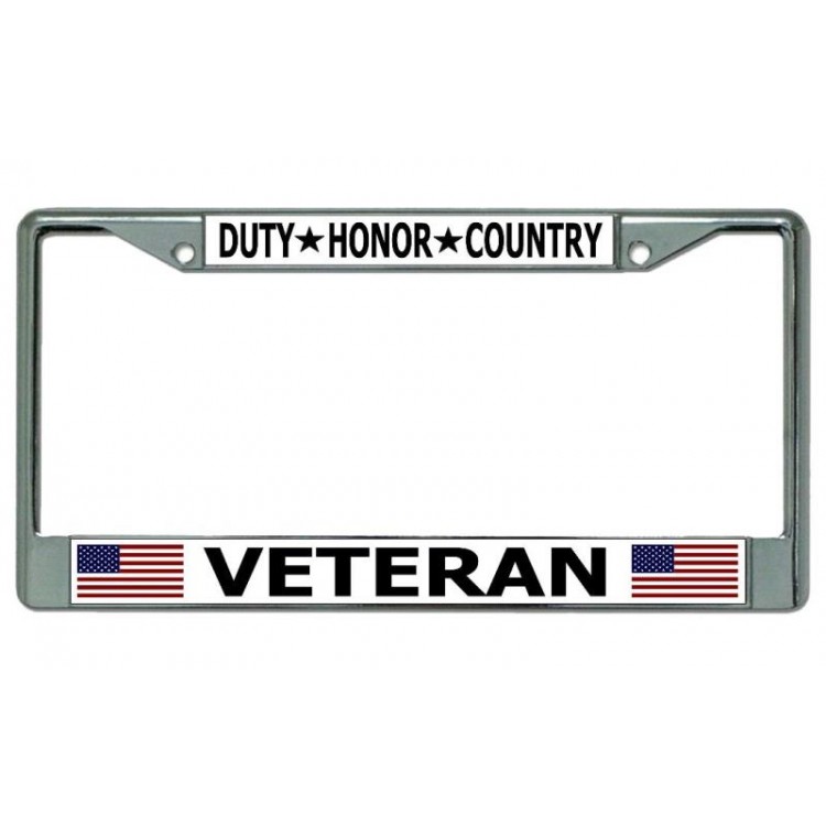LPO3962 6 x 12 in. Military Veteran Chrome License Plate Frame
