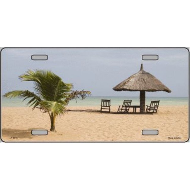 LP-2015 6 x 12 in. Tropical Beach Scene Metal License Plate