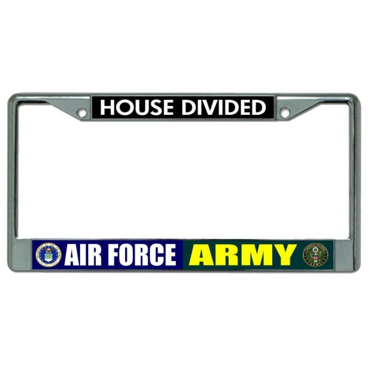 LPO3992 6 x 12 in. Air Force Army House Divided Chrome License Plate Frame