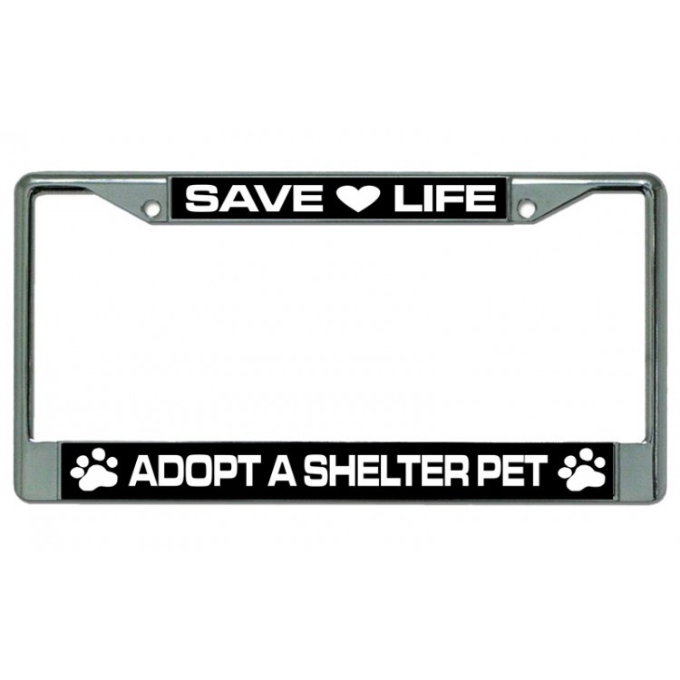 LPO4000 6 x 12 in. Adopt a Shelter Pet Chrome License Plate Frame