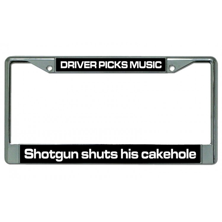 LPO4003 6 x 12 in. Driver Picks Music Chrome License Plate Frame