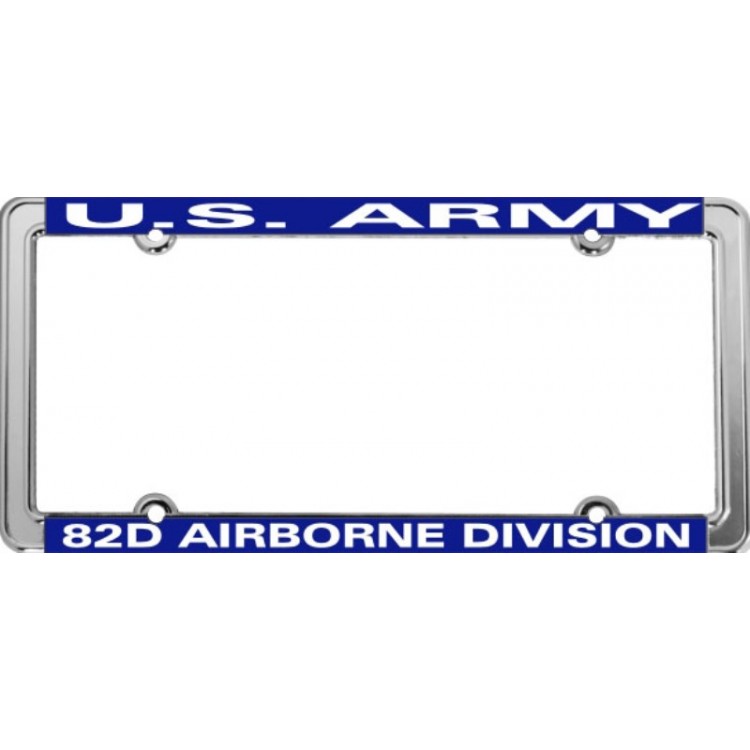 LFATH-09 6 x 12 in. U.S. Army 82nd Airborne Thin Rim Chrome License Plate Frame