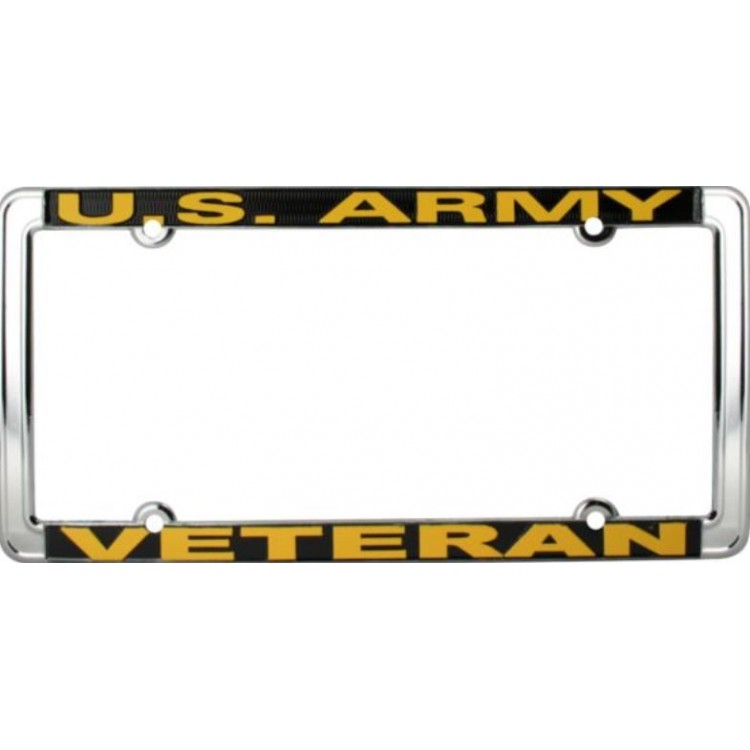 LFATH-34 6 x 12 in. U.S. Army Veteran Thin Rim Chrome License Plate Frame