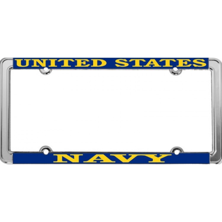 LFNTH-01 6 x 12 in. United States Navy Thin Rim Chrome License Plate Frame