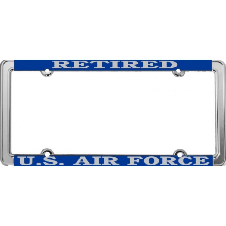LFAFTH-02 6 x 12 in. U.S. Air Force Retired Thin Rim Chrome License Plate Frame
