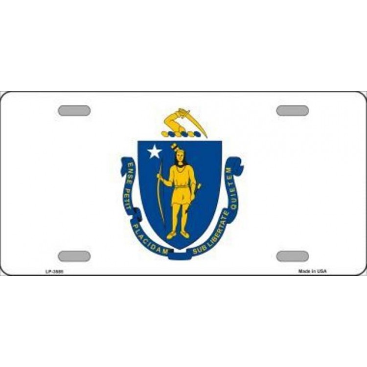 LP-3585 6 x 12 in. Massachusetts State Flag Metal License Plate