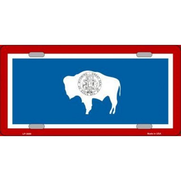 6 x 12 in. Wyoming State Flag Metal License Plate