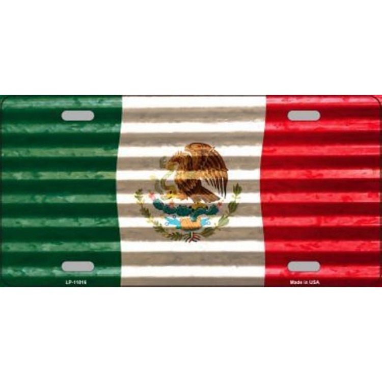 6 x 12 in. Mexico Flag Corrugated Metal License Plate
