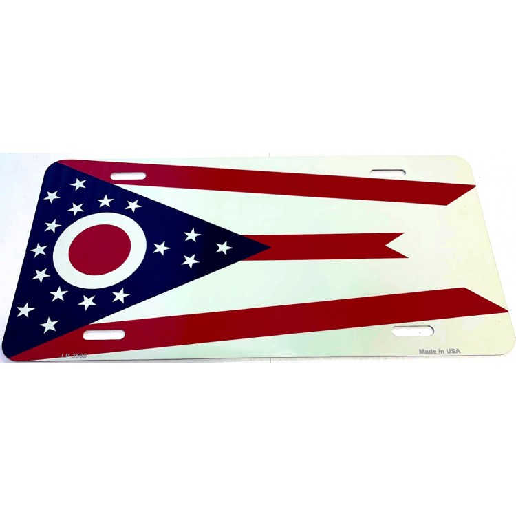 LP-3596 6 x 12 in. Ohio State Flag Metal License Plate