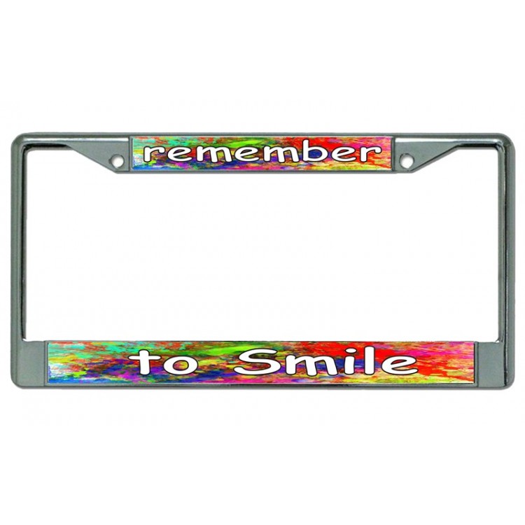LPO4037 6 x 12 in. Remember to Smile Chrome License Plate Frame