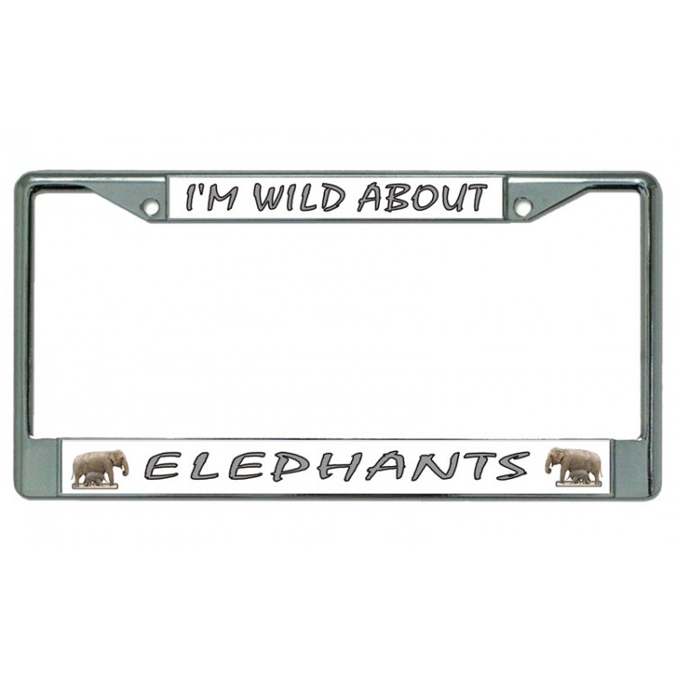 LPO4058 6 x 12 in. I am Wild About Elephants Chrome License Plate Frame