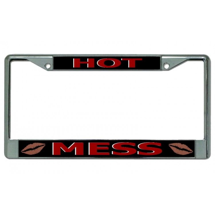 LPO4049 6 x 12 in. Hot Mess Chrome License Plate Frame