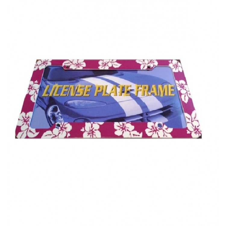 F2098 Tropical Flower Purple Plastic License Plate Frame
