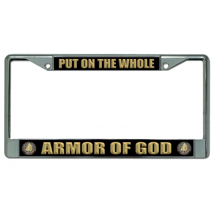 LPO4093 6 x 12 in. Armor of God Chrome License Plate Frame