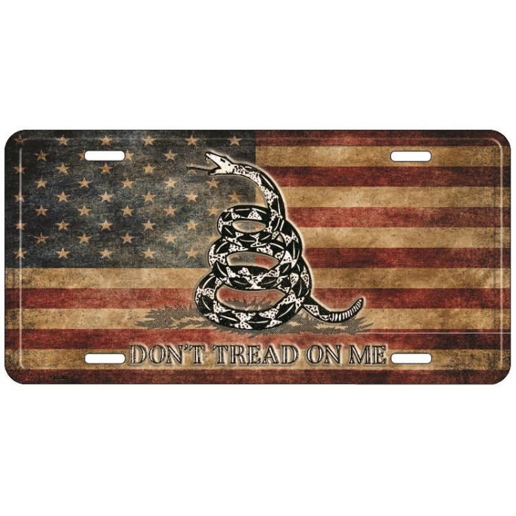 MP9065 6 x 12 in. Dont Tread on Me Vintage USA Flag Metal License Plate