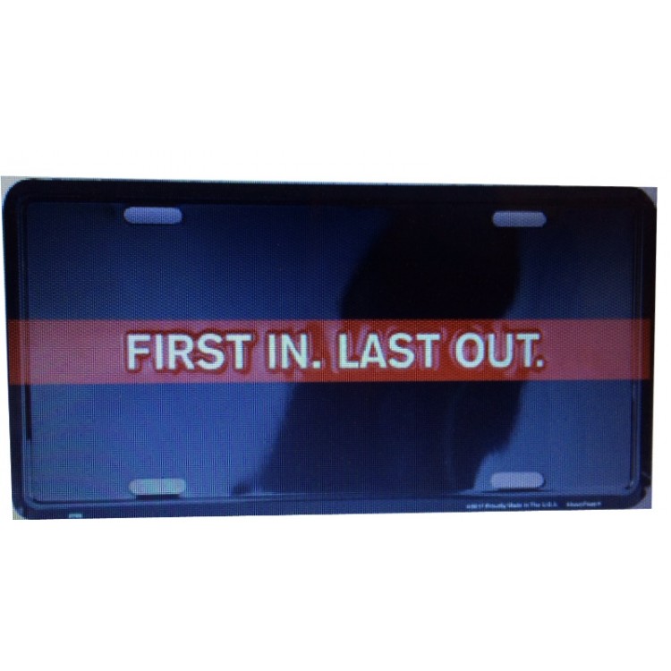 2793 6 x 12 in. First in Last Out Metal License Plate