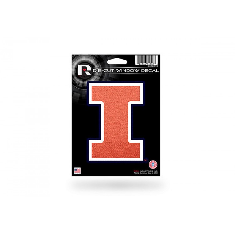 GLDCM400102 5 in. Illinois Fighting Illini Glitter Vinyl Decal
