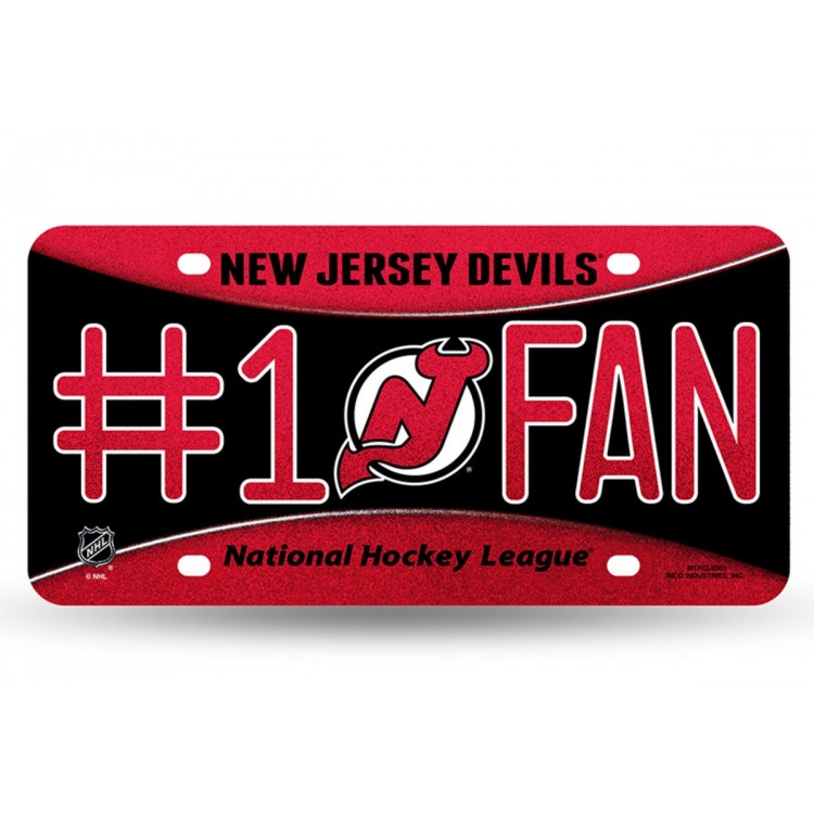 MTFGL8301 6 x 12 in. New Jersey Devils No.1 Fan Glitter License Plate