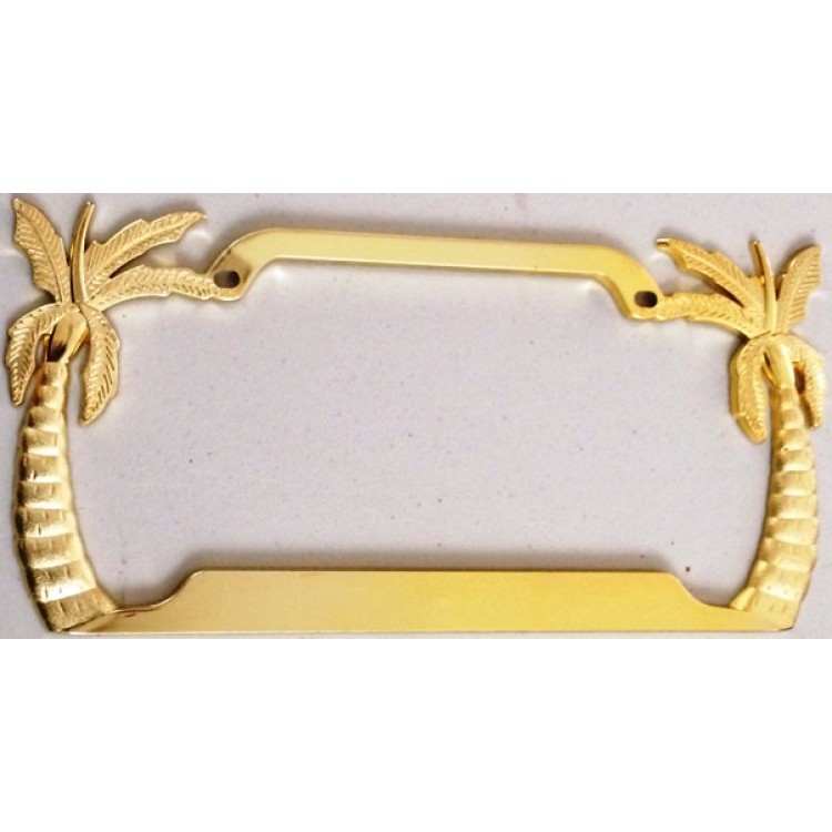 6 x 12 in. Palm Trees Gold License Plate Frame