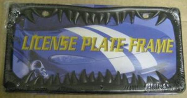 DF135B Black Shark Tooth License Plate Frame, Free Screw Caps