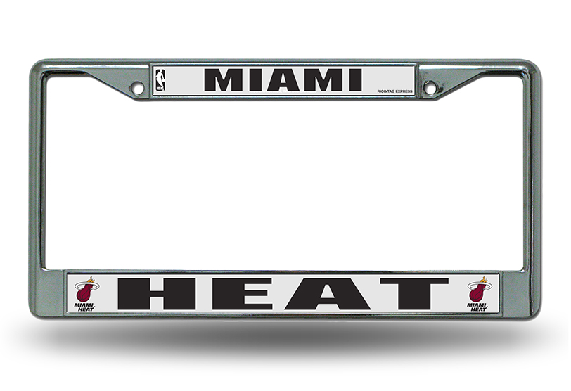 Picture of 212 Main FC77001 6 x 12 in. Miami Heat Chrome License Plate Frame, Free Screw Caps