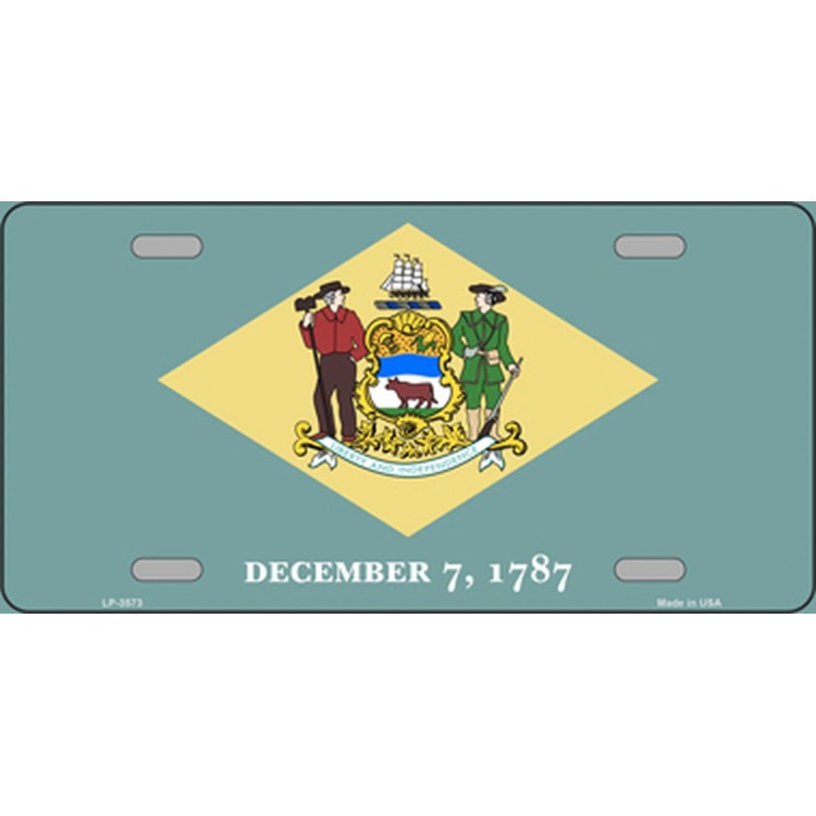 LP-3573-2 6 x 12 in. Delaware State Flag Metal License Plate