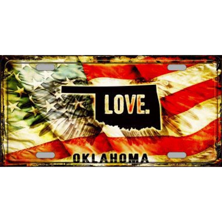 LP-8622 6 x 12 in. Oklahoma Love Metal License Plate