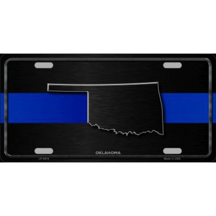 LP-8918 6 x 12 in. Oklahoma Thin Blue Line Metal License Plate