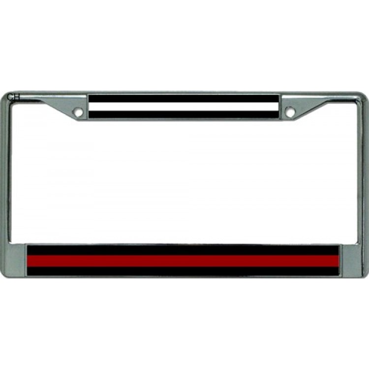 6 x 12 in. EMS & Firefighter Thin Line Chrome License Plate Frame