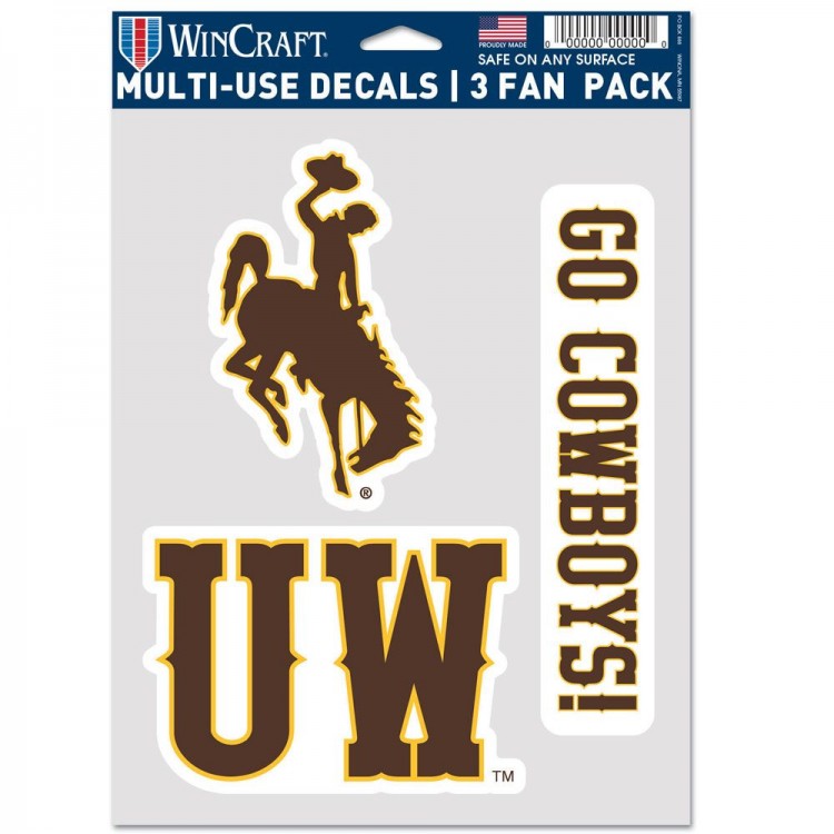 WC08052319 3.5 in. Wyoming Cowboys Fan Pack Decals, Pack of 3