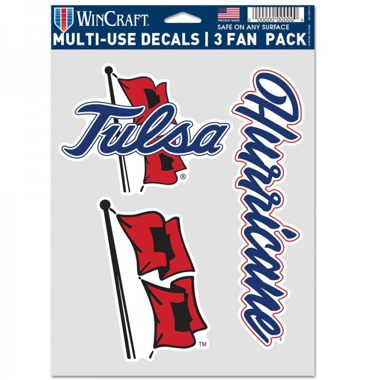 WC11782320 3.5 in. Tulsa Golden Hurricanes Fan Pack Decals, Pack of 3